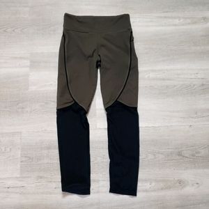 Fabletics High-Waisted Olive Green Mesh Leggings